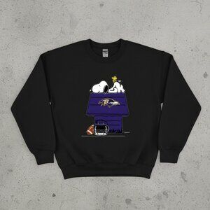 Snoopy Baltimore Ravens Sweatshirt Cute Peanuts Football Graphic Crewneck Unisex